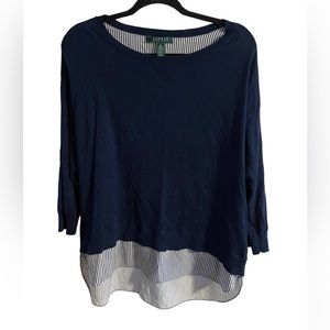 Lauren Ralph Lauren Blue and Striped Blouse